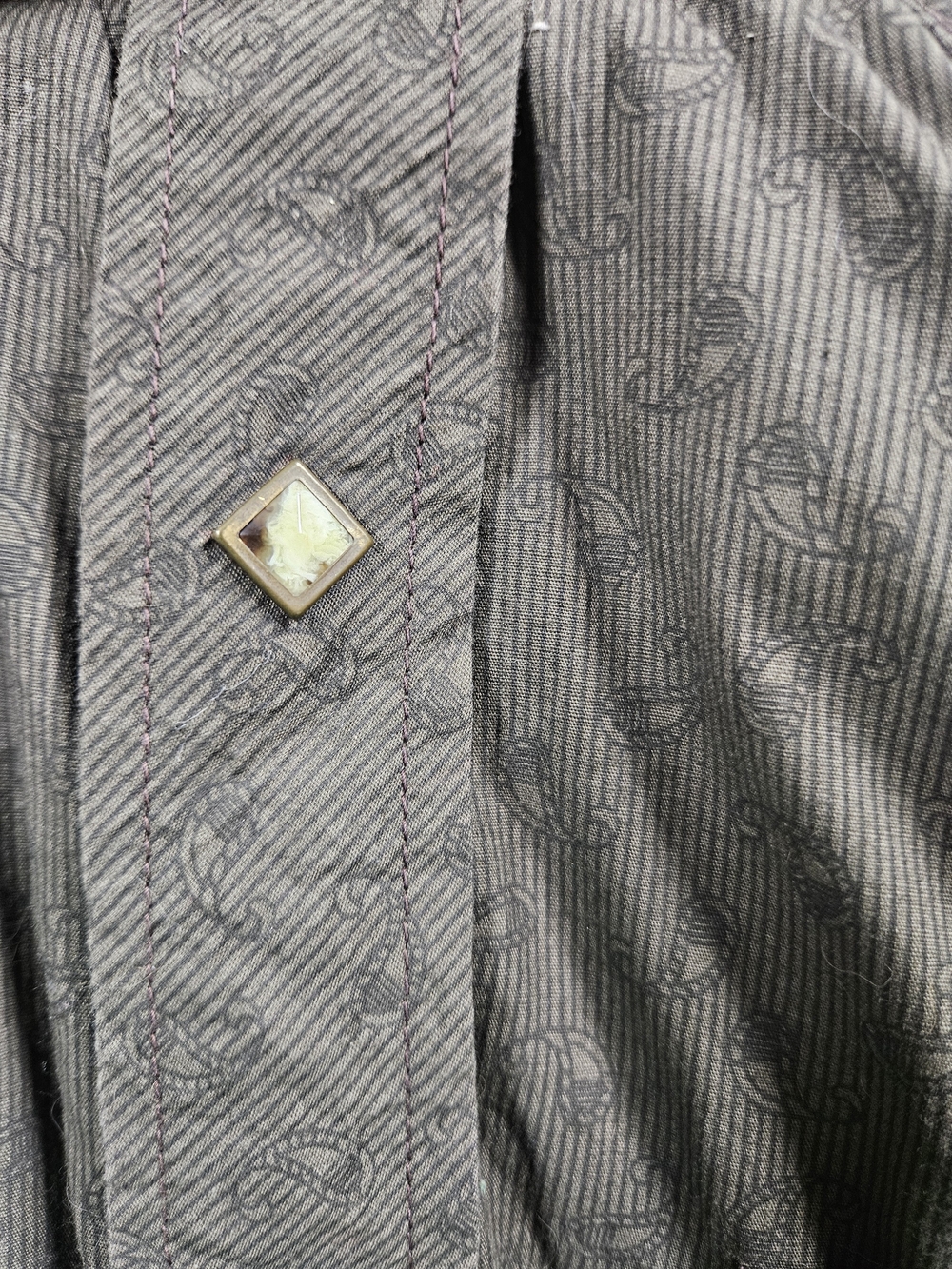 Larry Mahan Brown Button Down Western Shirt with Paisley Design